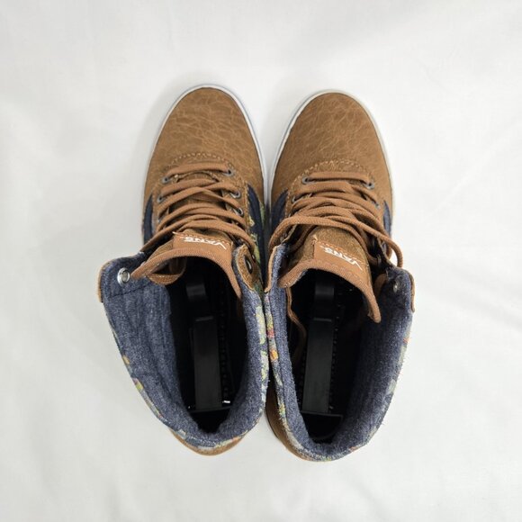 VANS Asian Floral Khaki Suede Leather Lined SK8 MTE Hightop Shoes Women's Size 7 - Picture 4 of 9